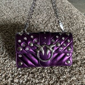 PINKO crossbody bag with crystal in purple